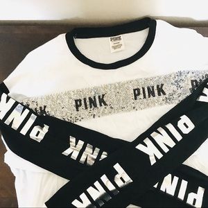 PINK Victoria’s Secret Sequin Logo Long Sleeve